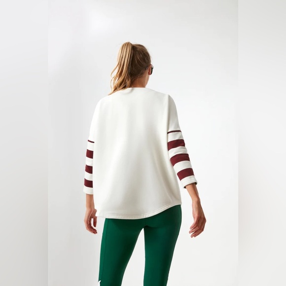 NWT Tuckernuck Sport Fleece Varsity Pullover White size XS/S - Picture 2 of 16